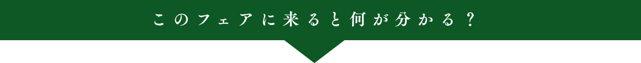 このフェアに来ると何が分かる？